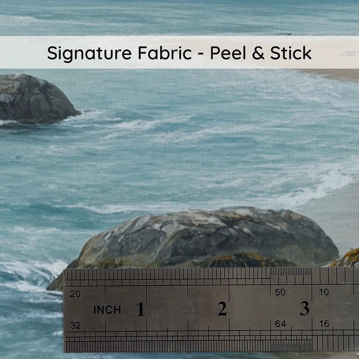 Fabric texture close-up of Kelp Channel Coastline Wallpaper Mural by Whimsy Tots