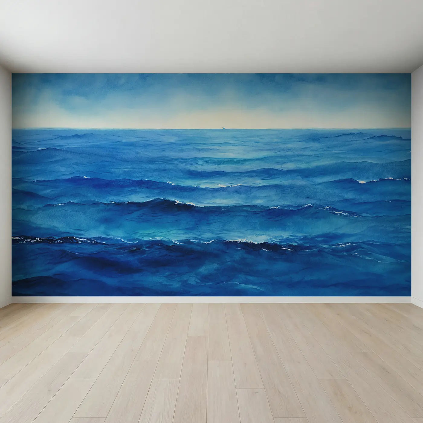 Full view of Infinite Blue Open Ocean Wallpaper Mural by Whimsy Tots