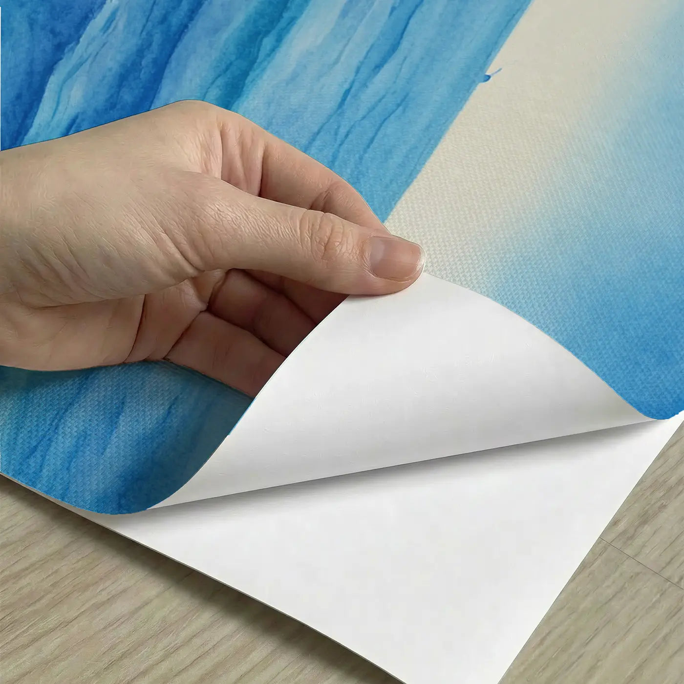 Peel-and-stick detail of Infinite Blue Open Ocean Wallpaper Mural by Whimsy Tots