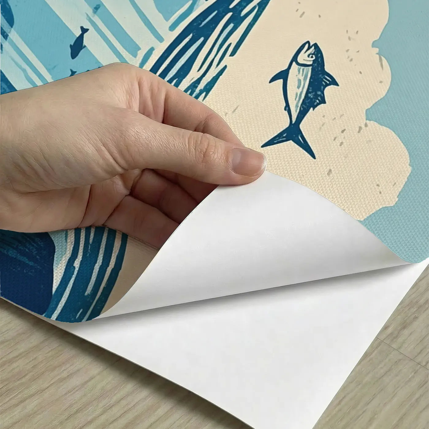 Peel-and-stick detail of Dolphins and Flying Fish Wallpaper Mural by Whimsy Tots