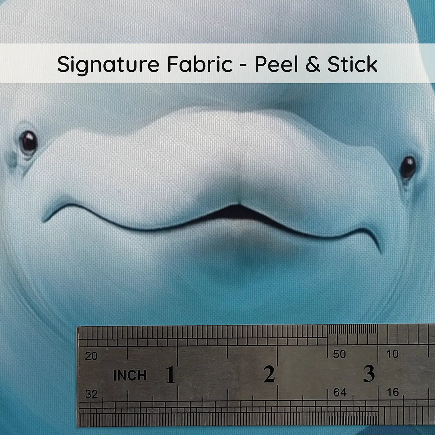 Fabric texture close-up of Friendly Beluga Whale Wallpaper Mural by Whimsy Tots