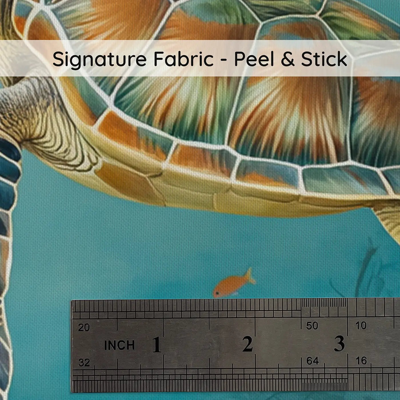 Fabric texture close-up of Sea Turtle Coral Garden Wallpaper Mural by Whimsy Tots