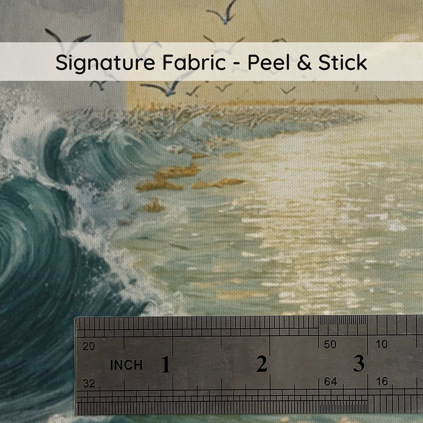 Fabric texture close-up of Storm and Calm Ocean Border Wallpaper Mural by Whimsy Tots