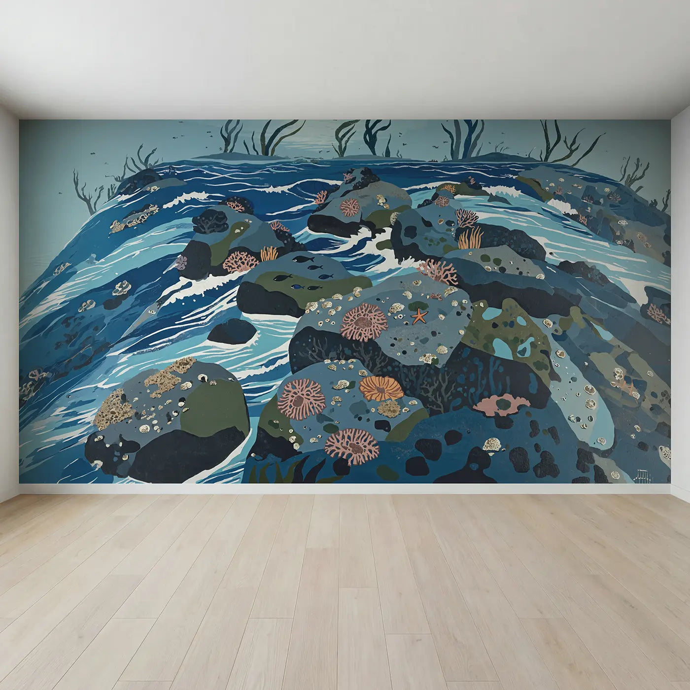Full view of Temperate Rocky Reef Wallpaper Mural by Whimsy Tots