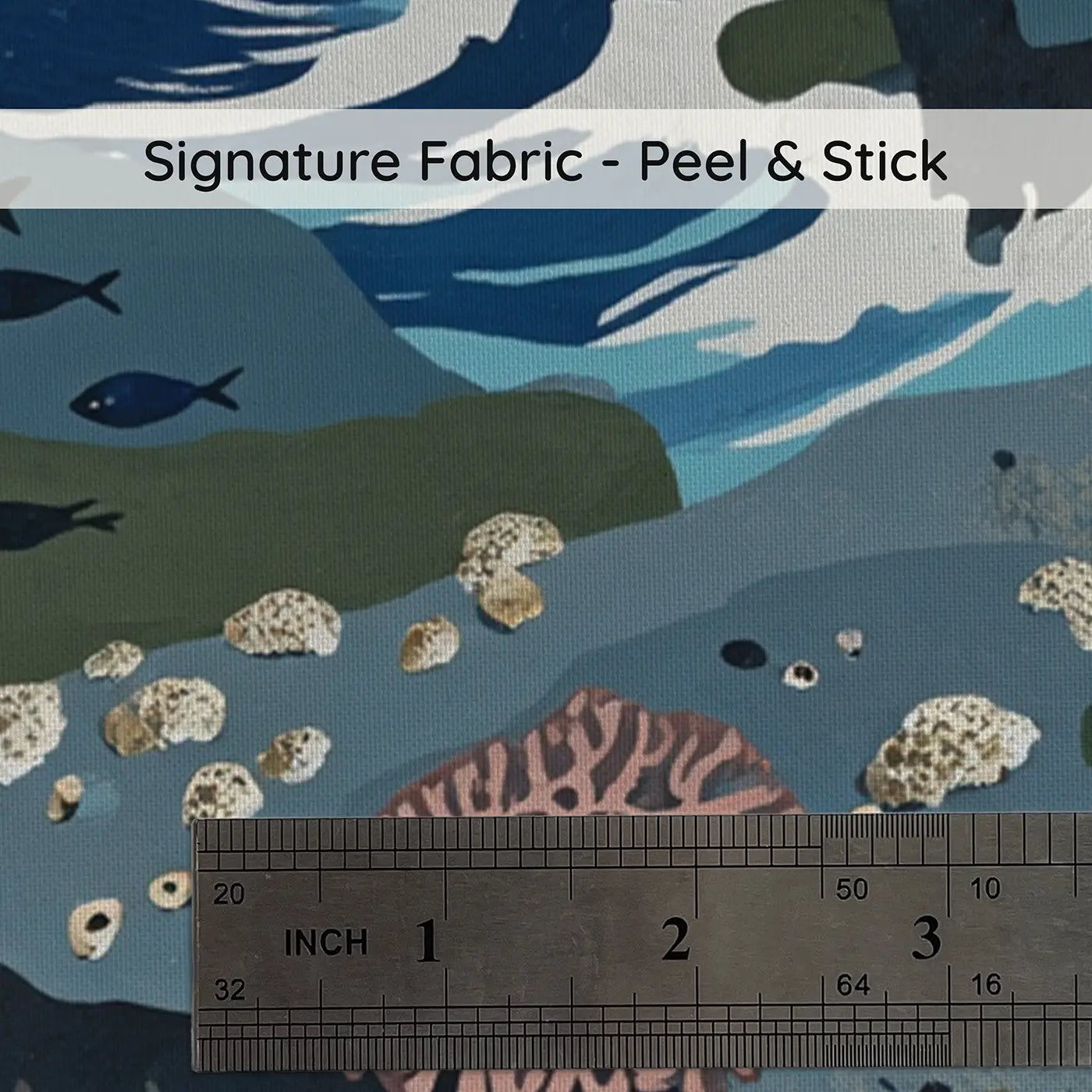 Fabric texture close-up of Temperate Rocky Reef Wallpaper Mural by Whimsy Tots