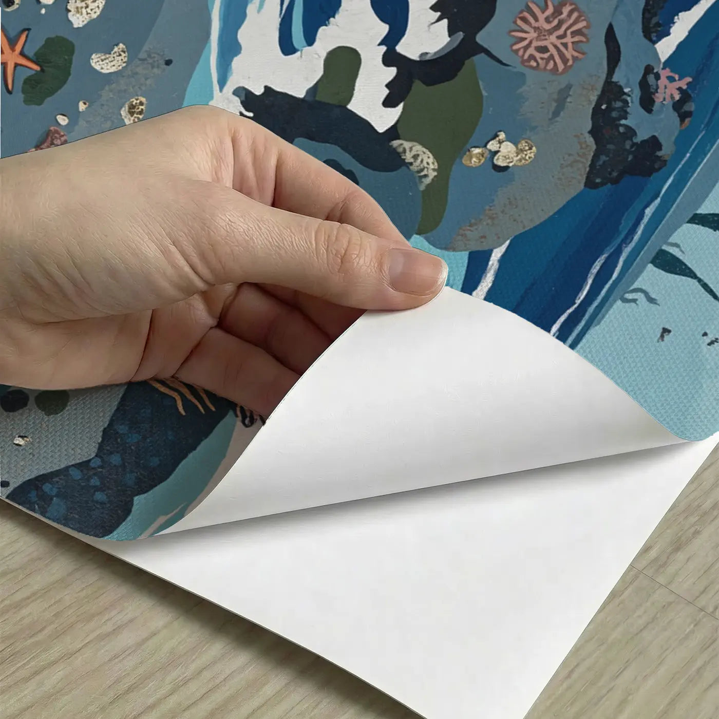 Peel-and-stick detail of Temperate Rocky Reef Wallpaper Mural by Whimsy Tots