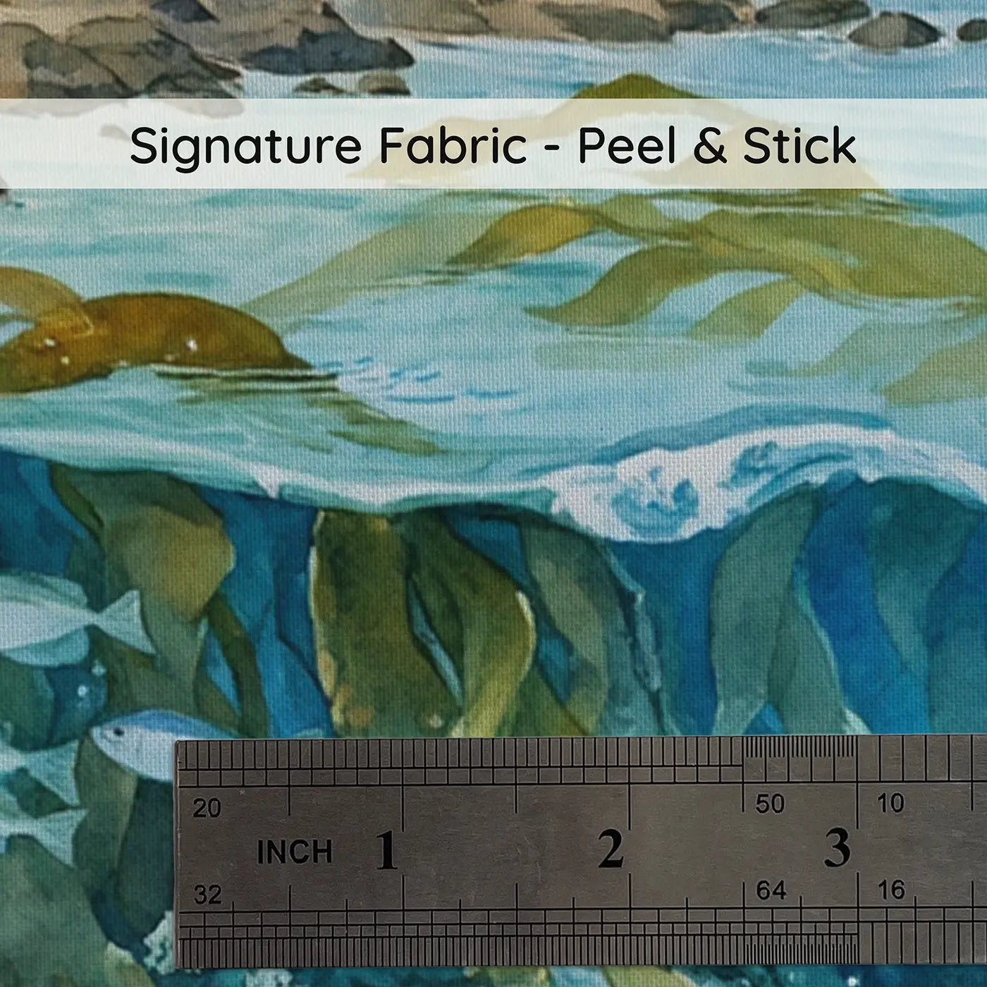 Fabric texture close-up of Coastal Shelf Cross Section Wallpaper Mural by Whimsy Tots