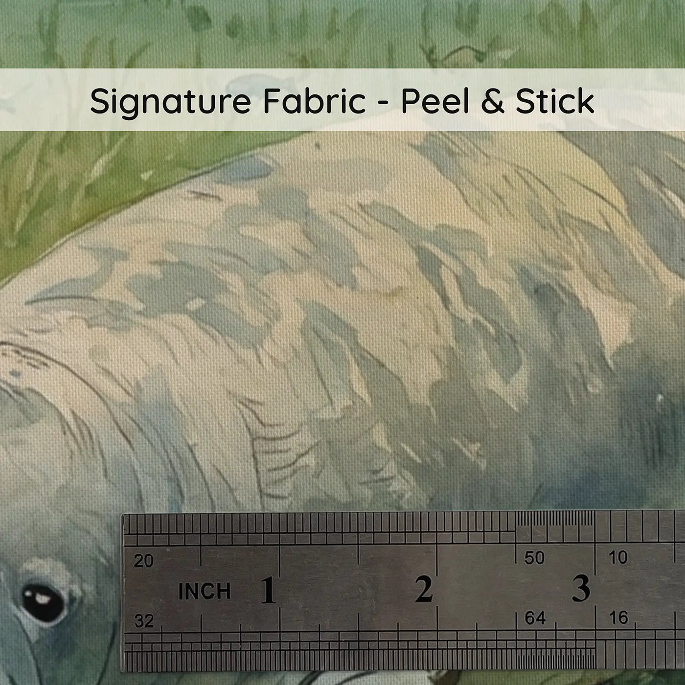 Fabric texture close-up of Gentle Manatee Sea Grass Wallpaper Mural by Whimsy Tots