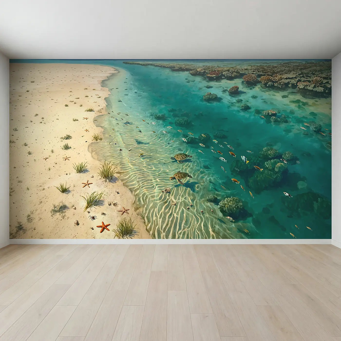 Full view of Crystal Lagoon Floor Wallpaper Mural by Whimsy Tots