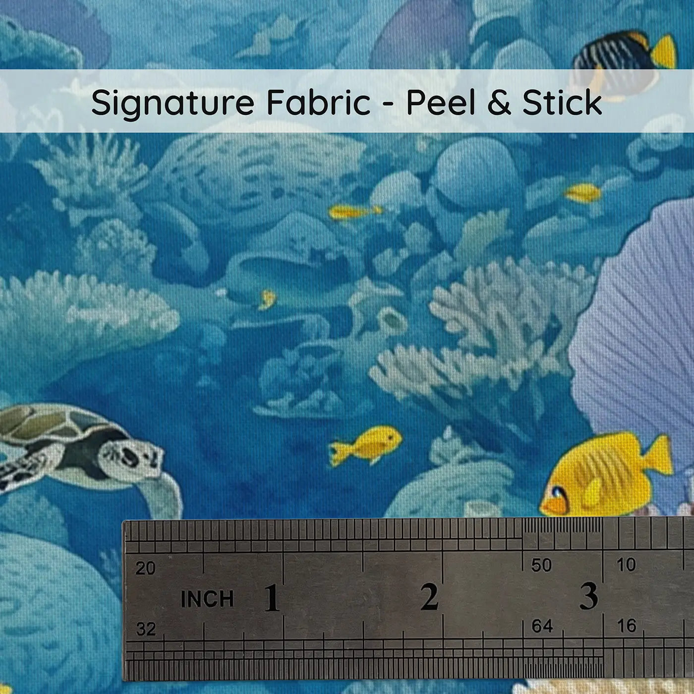 Fabric texture close-up of Tropical Coral Reef Panorama Wallpaper Mural by Whimsy Tots