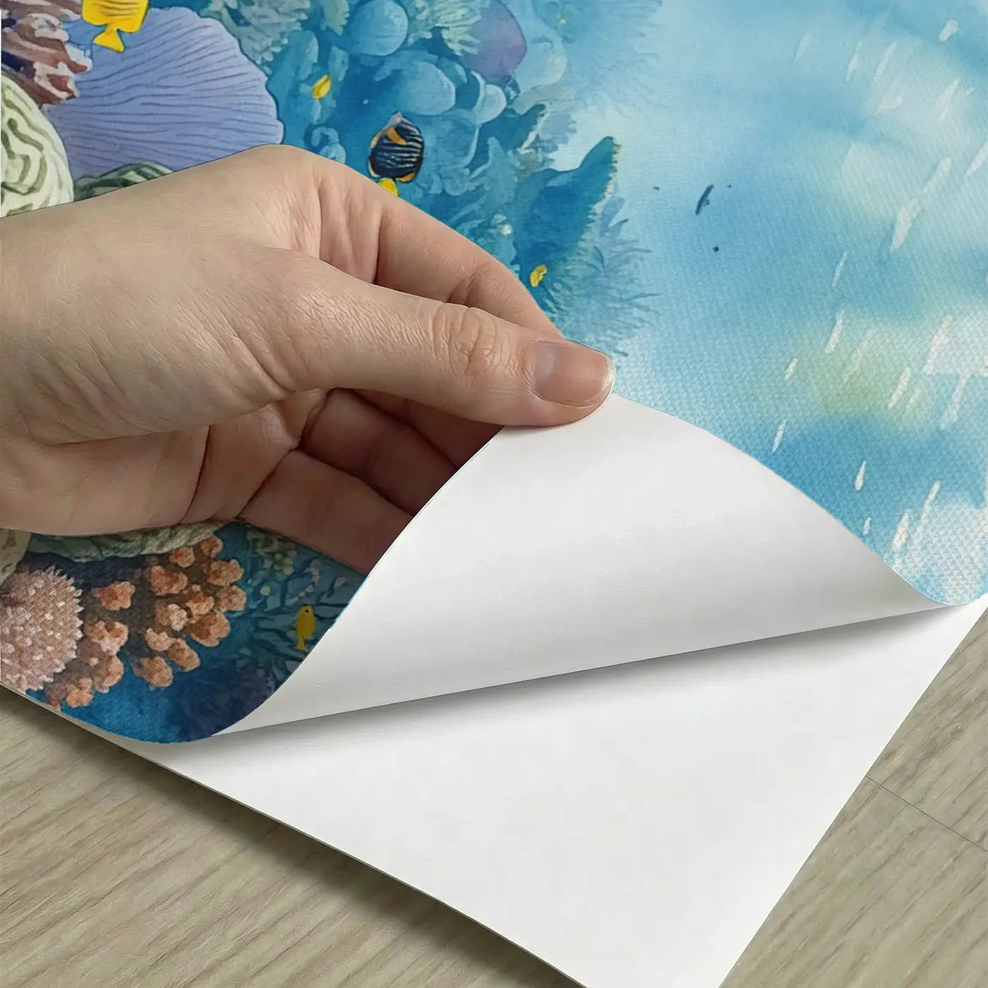 Peel-and-stick detail of Tropical Coral Reef Panorama Wallpaper Mural by Whimsy Tots