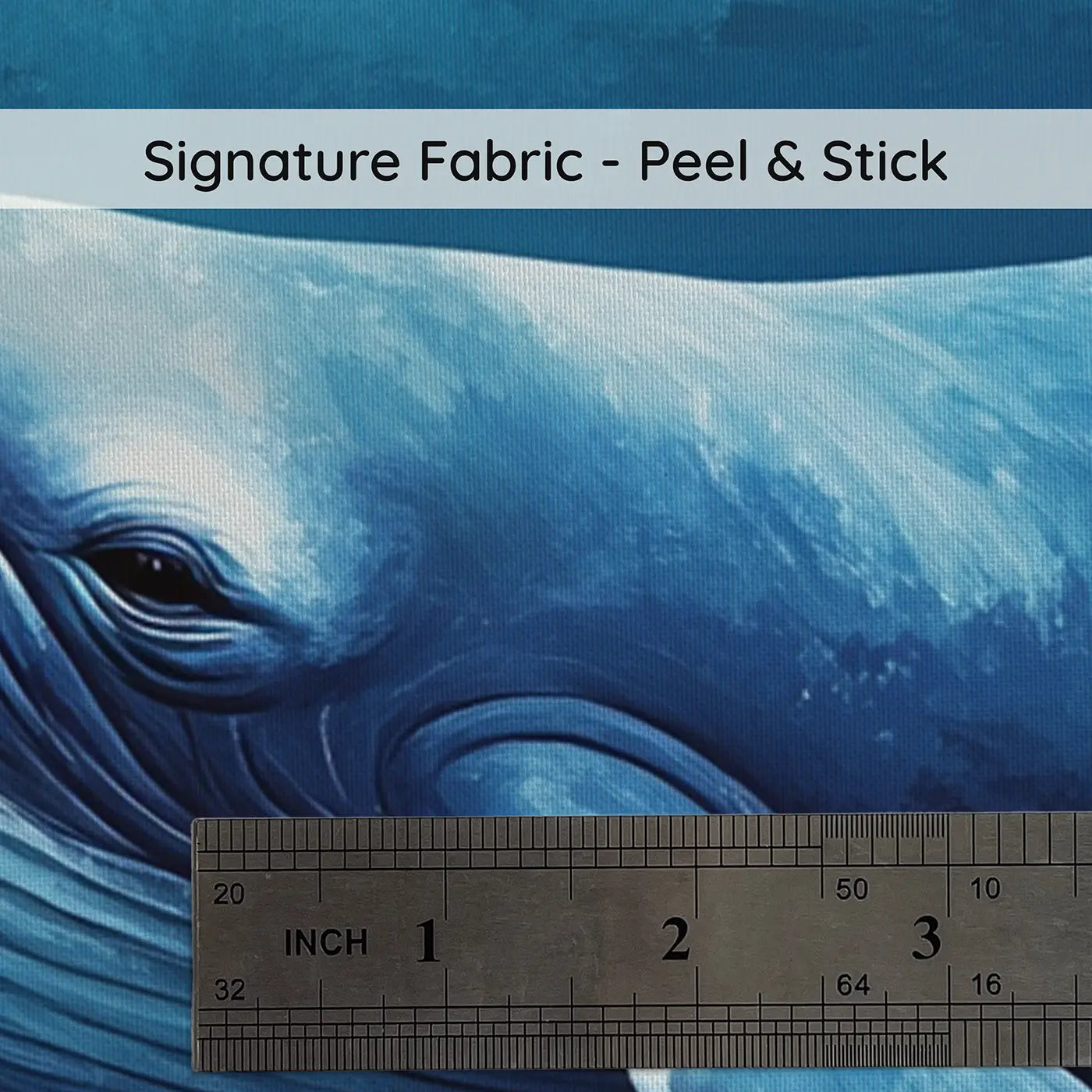 Fabric texture close-up of Gentle Blue Whale Side Wallpaper Mural by Whimsy Tots