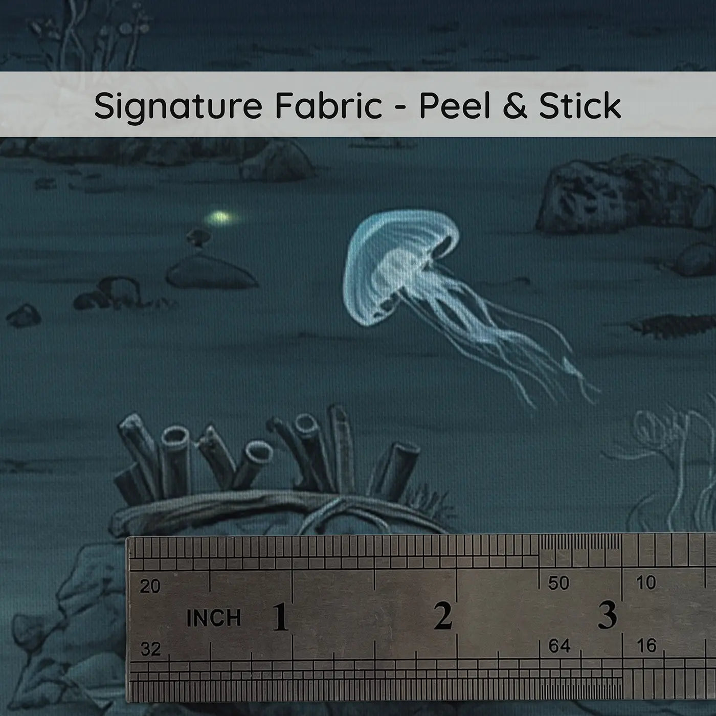 Fabric texture close-up of Deep Sea Plain Creatures Wallpaper Mural by Whimsy Tots