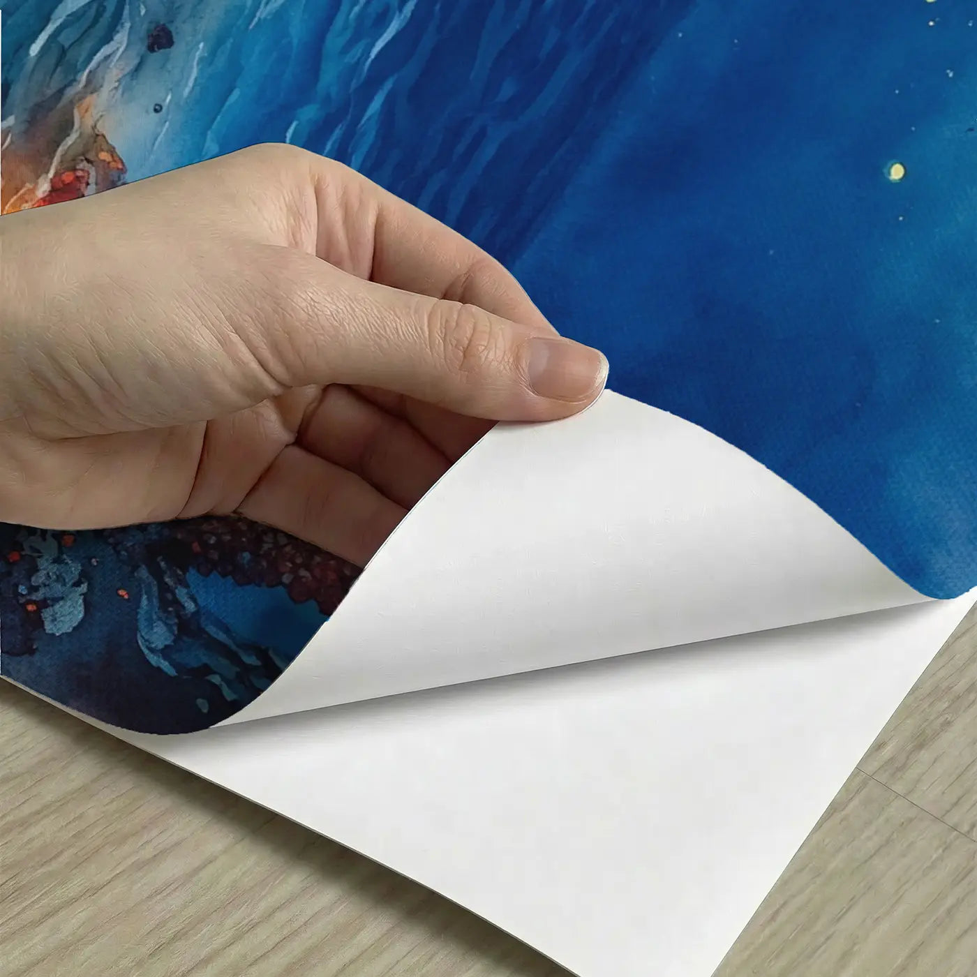 Peel-and-stick detail of Deep Ocean Lava Glow Wallpaper Mural by Whimsy Tots
