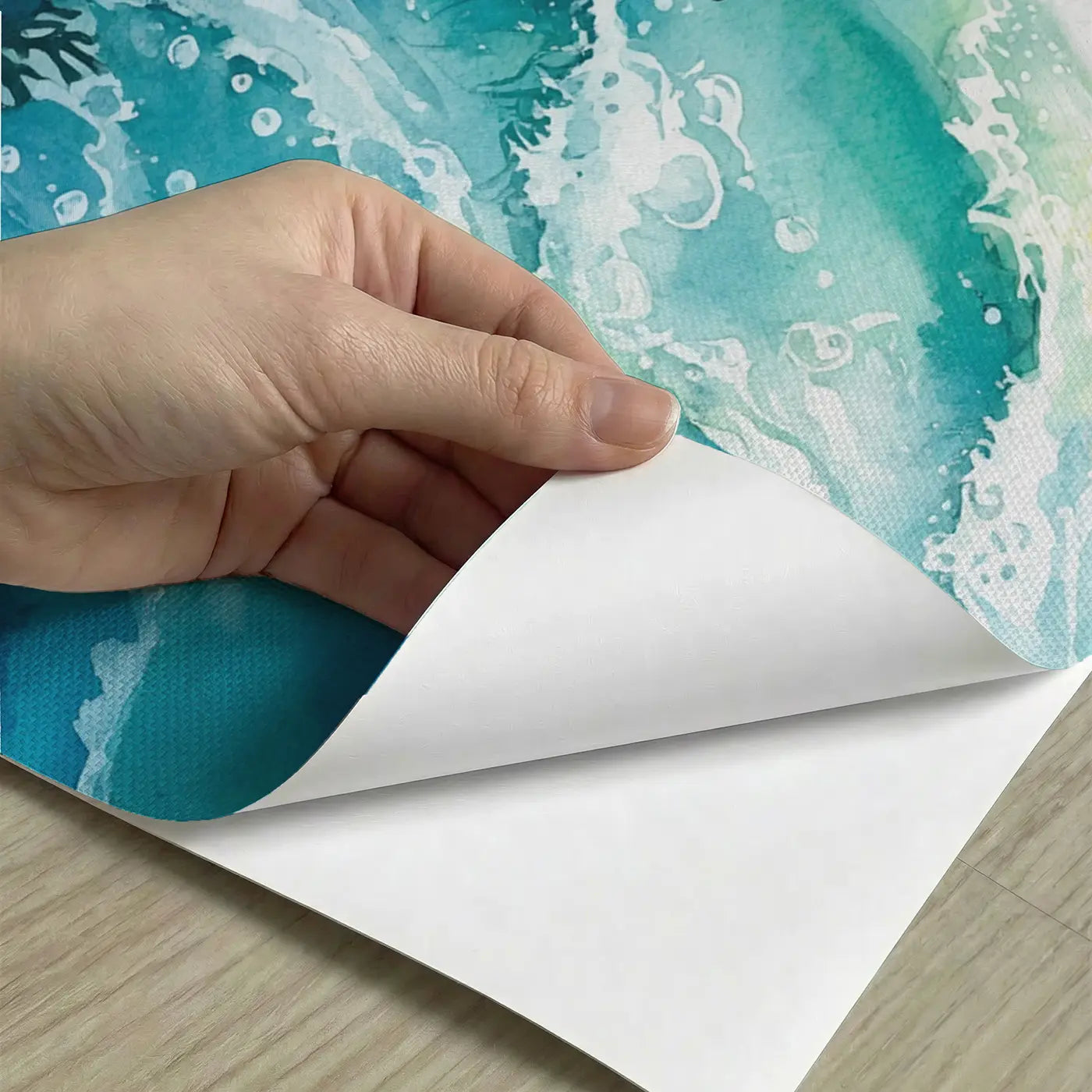 Peel-and-stick detail of Reef Crest Breaking Wave Underwater Wallpaper Mural by Whimsy Tots