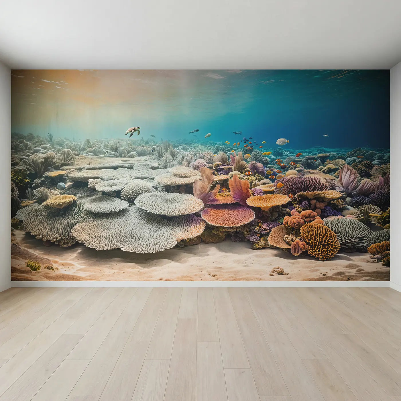 Full view of Reef Transition Story Wallpaper Mural by Whimsy Tots