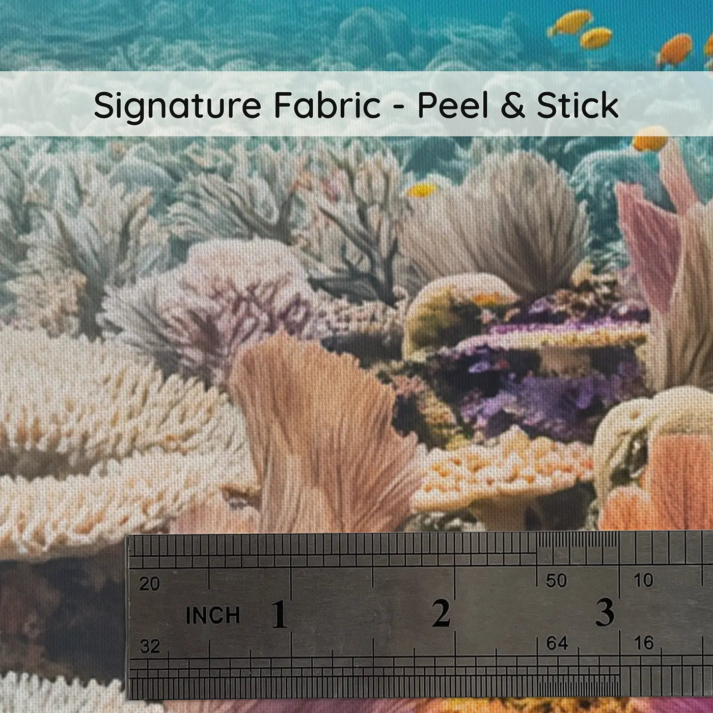 Fabric texture close-up of Reef Transition Story Wallpaper Mural by Whimsy Tots