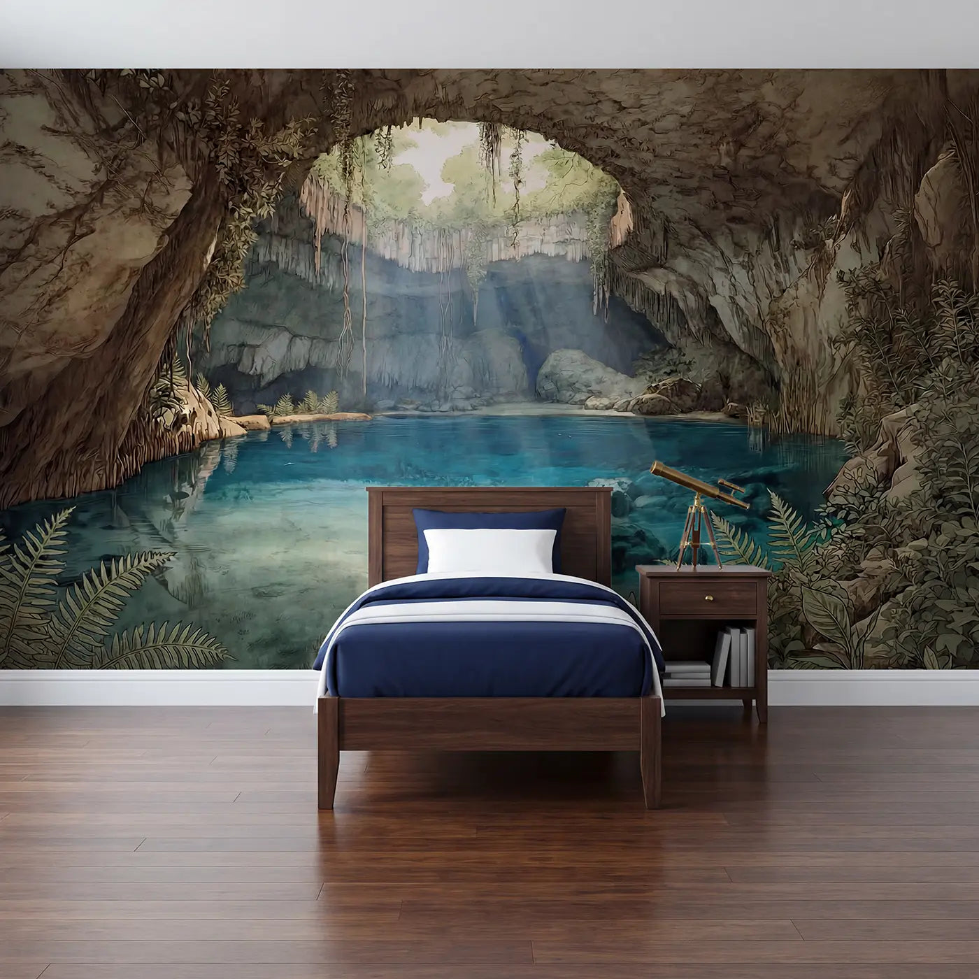Storybook coral ocean wallpaper mural for kids room by Whimsy Tots