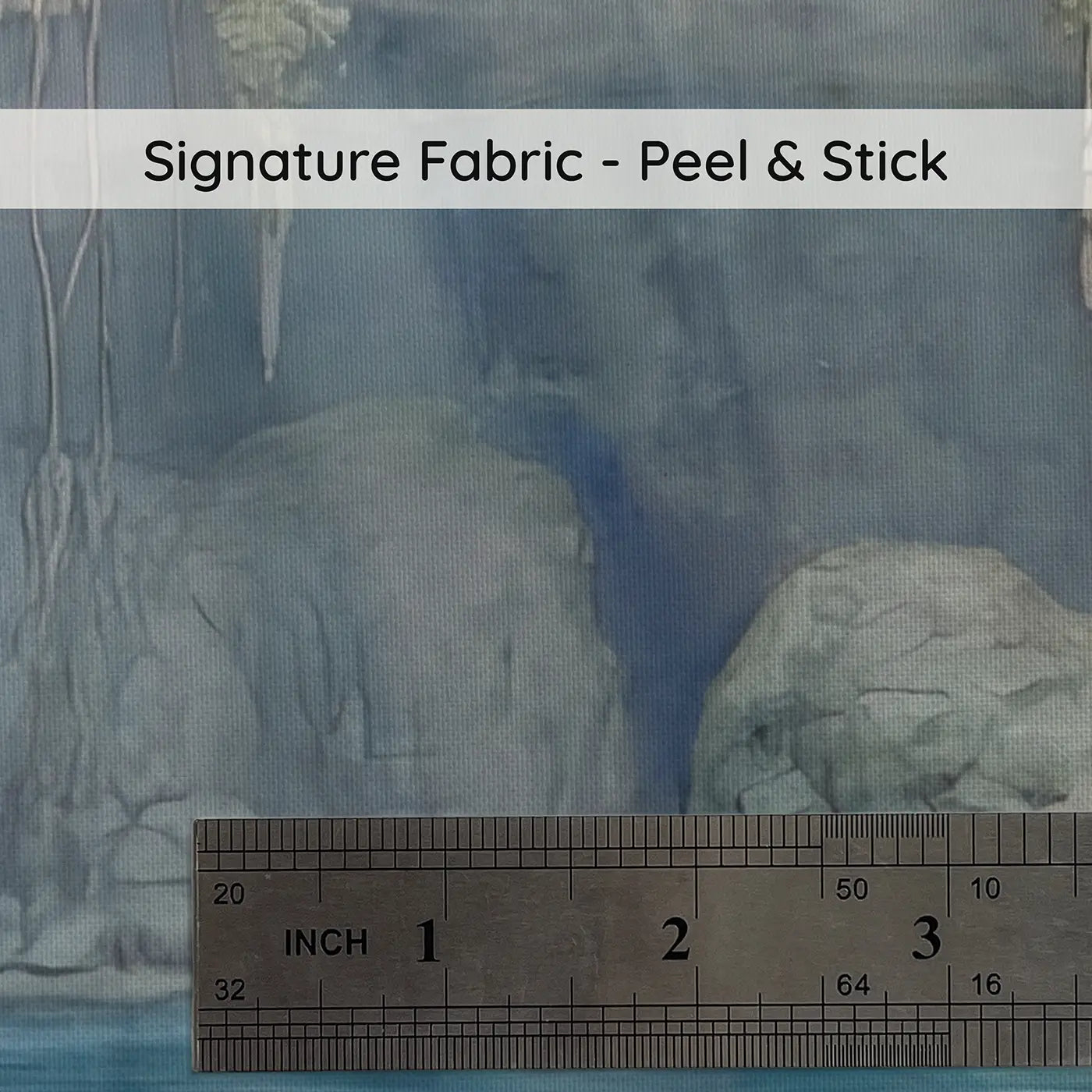 Fabric texture close-up of Crystal Cenote Light Shafts Wallpaper Mural by Whimsy Tots