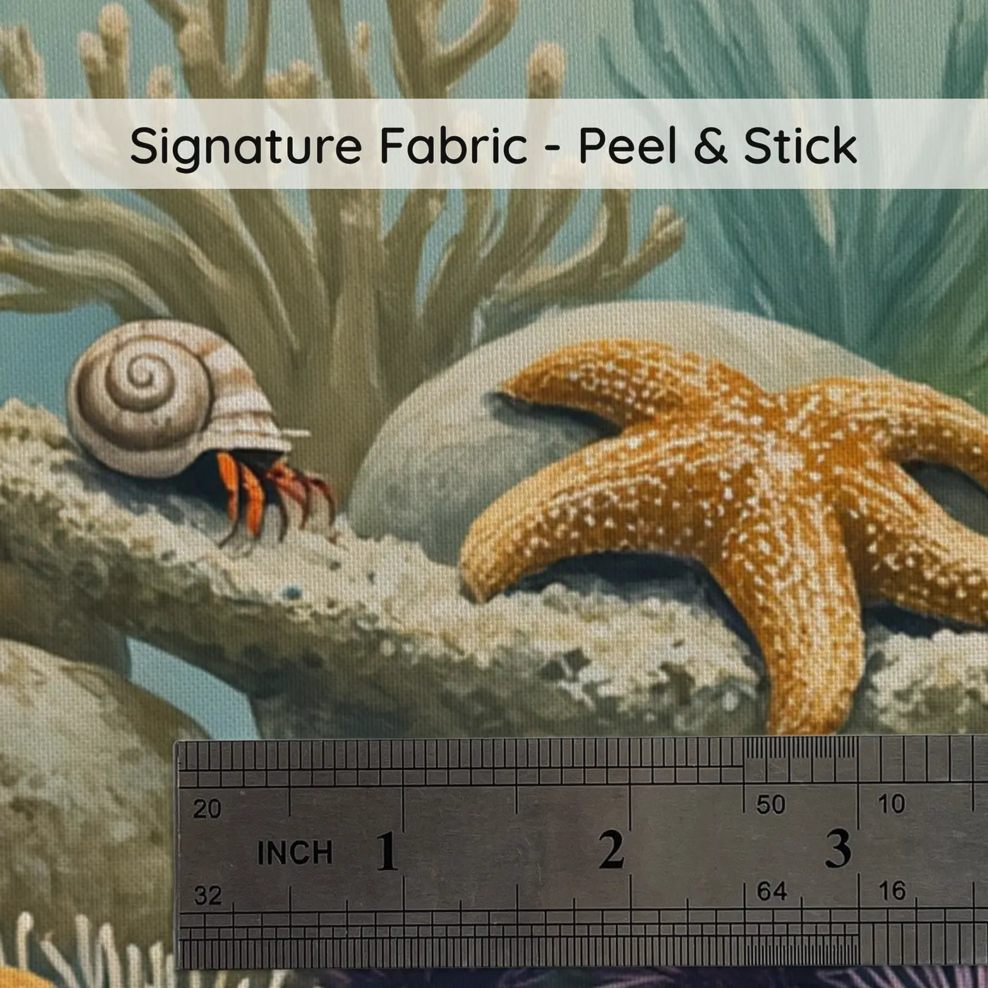 Fabric texture close-up of Gentle Reef Garden Wallpaper Mural by Whimsy Tots