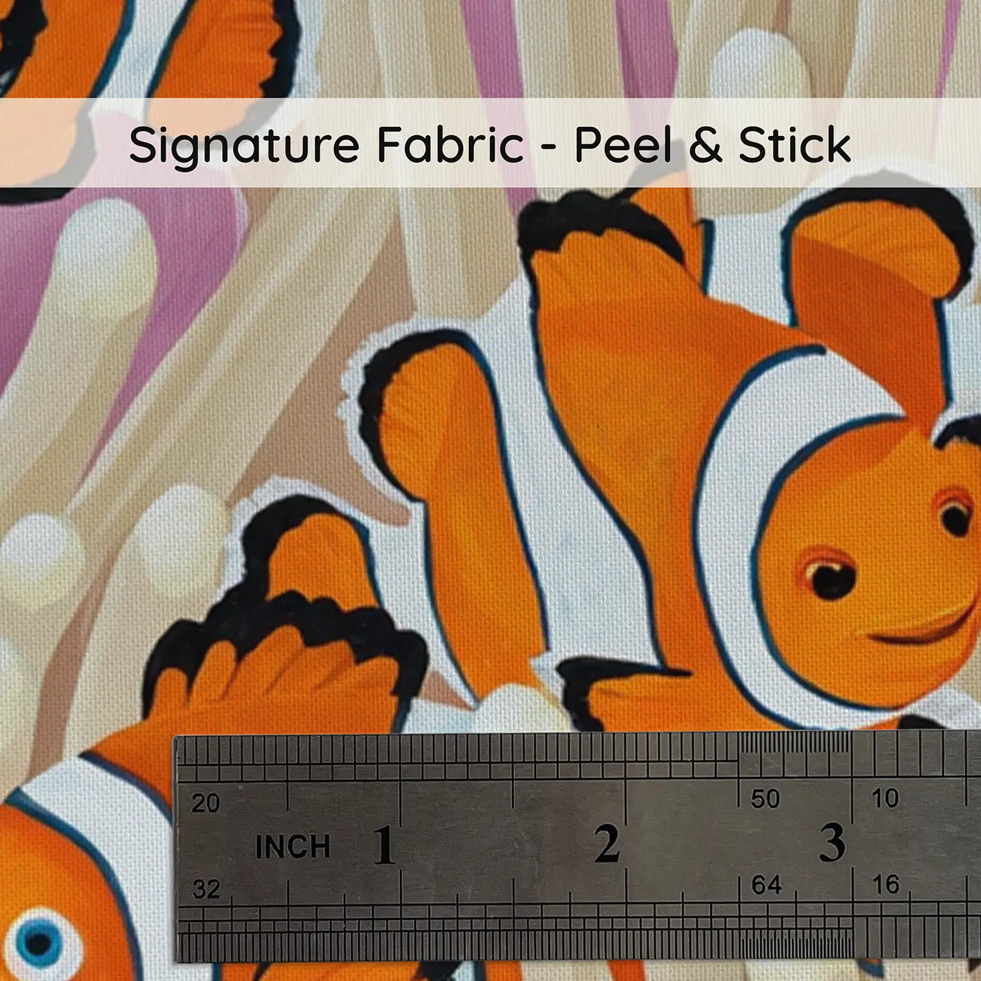 Fabric texture close-up of Clownfish Anemone Home Wallpaper Mural by Whimsy Tots