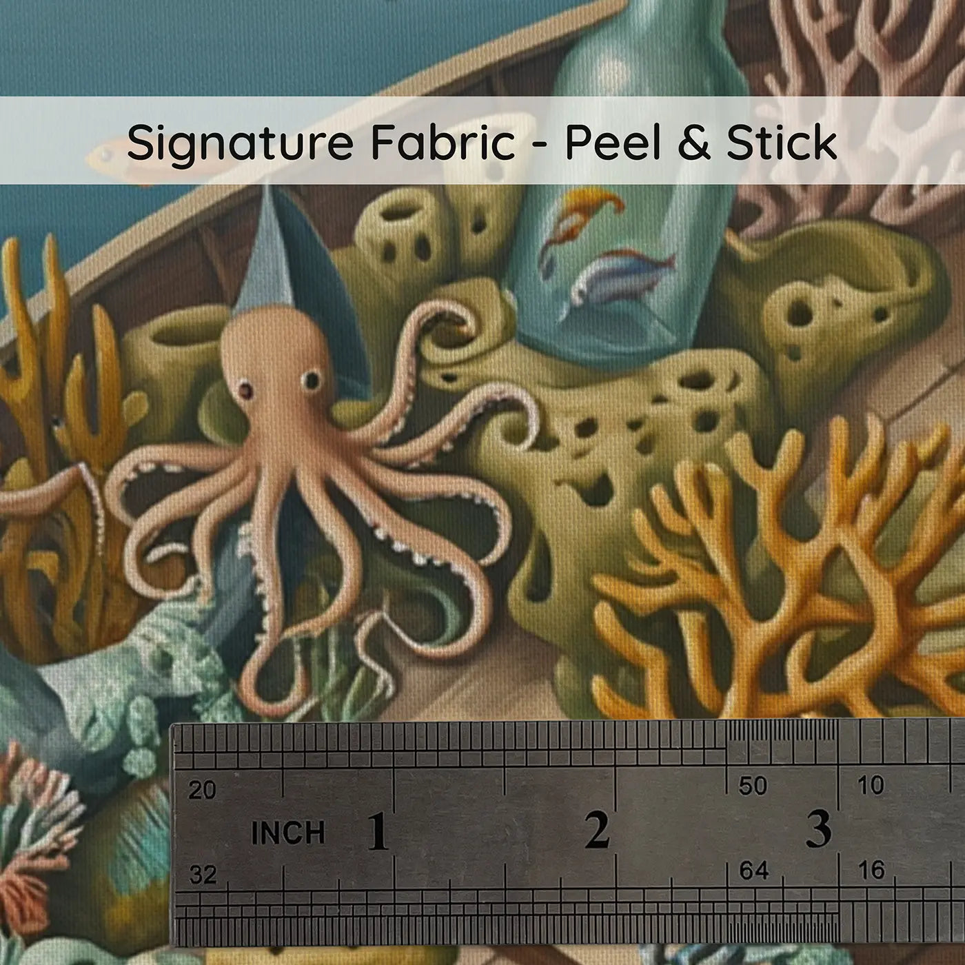 Fabric texture close-up of Harbor Floor Found Reef Wallpaper Mural by Whimsy Tots