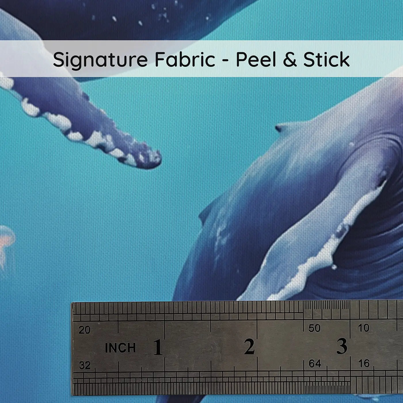Fabric texture close-up of Pastel Whale Migration Wallpaper Mural by Whimsy Tots