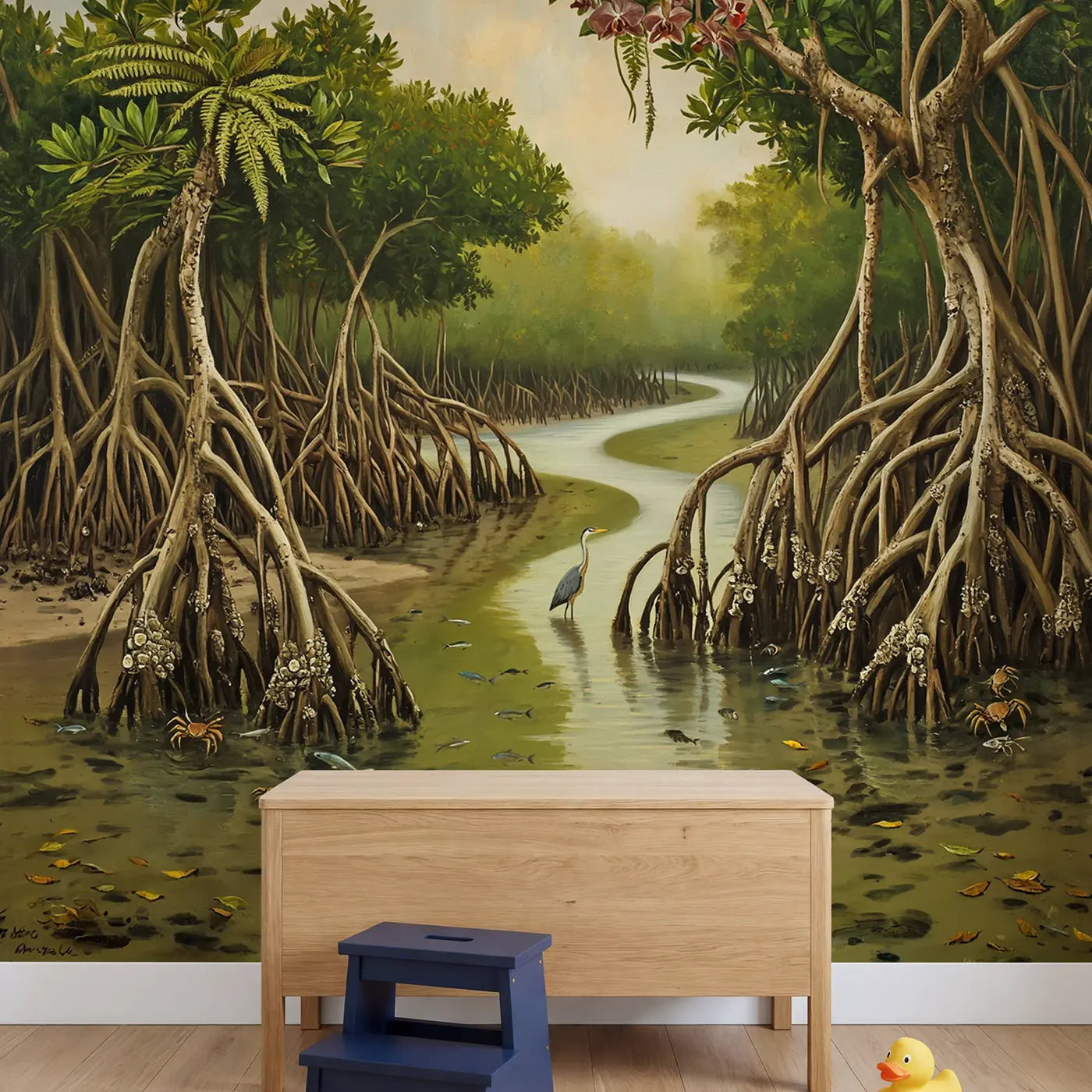 Mangrove Channel Maze Wallpaper Mural in playroom setting by Whimsy Tots