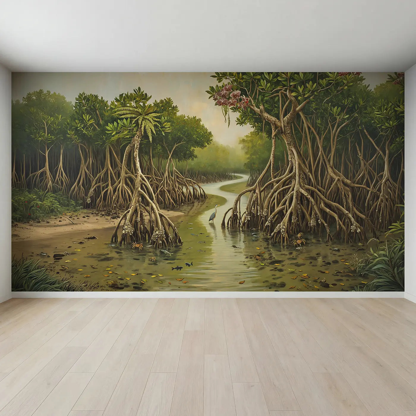 Full view of Mangrove Channel Maze Wallpaper Mural by Whimsy Tots