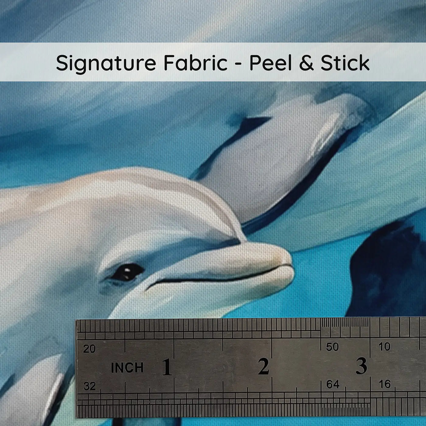 Fabric texture close-up of Mother and Baby Dolphin Wallpaper Mural by Whimsy Tots
