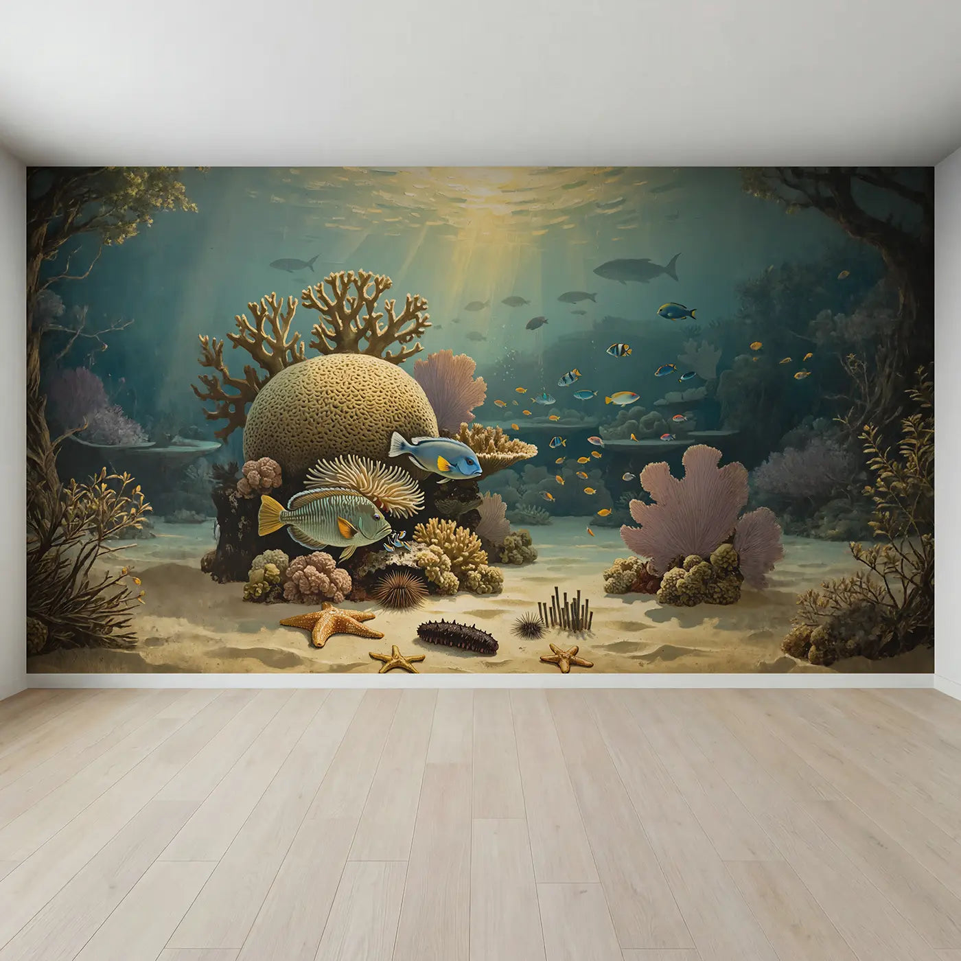Full view of Coral Reef Cleaning Station Wallpaper Mural by Whimsy Tots