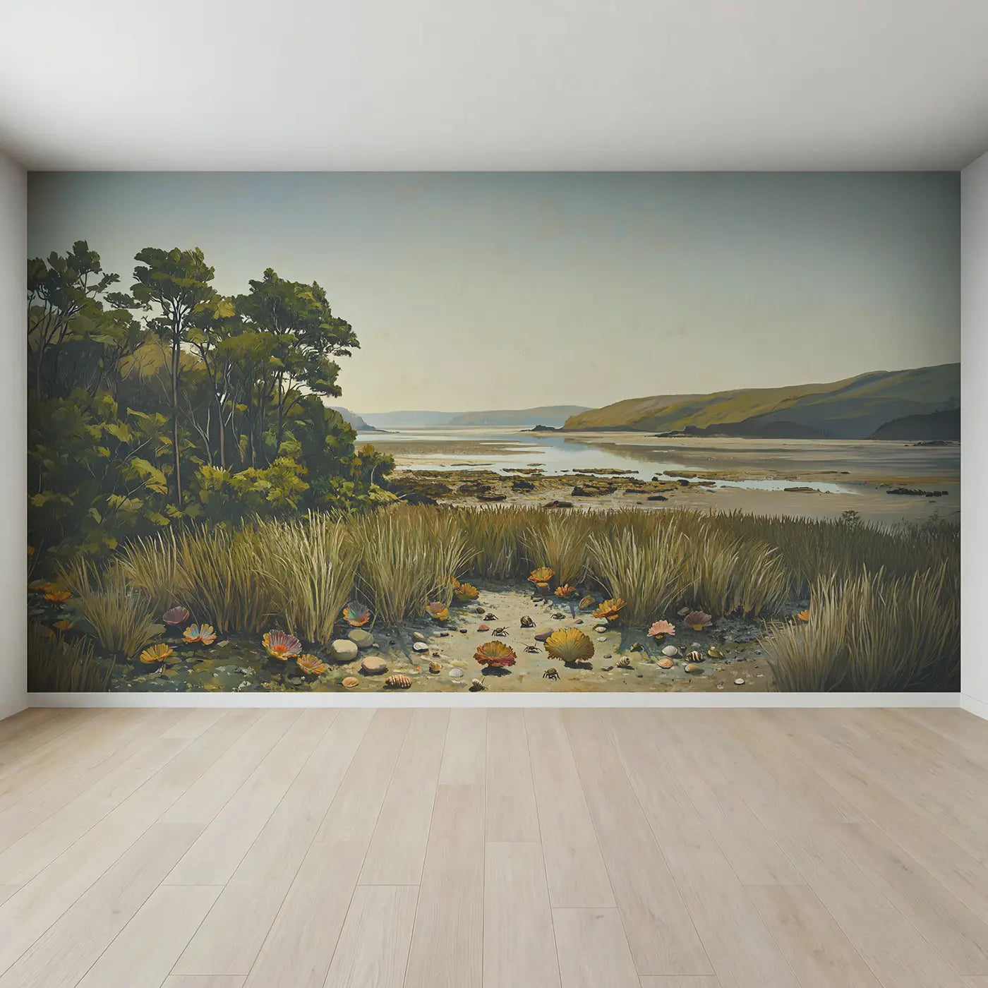 Full view of Reef Flat Low Tide Wallpaper Mural by Whimsy Tots