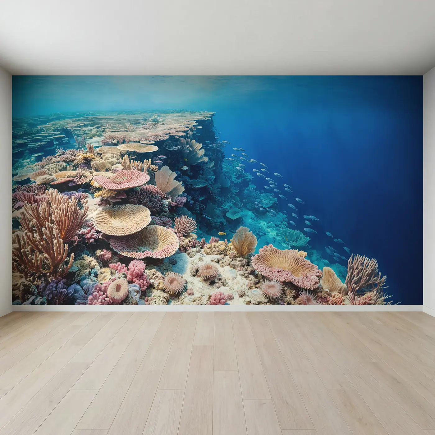 Full view of Coral Reef Drop Off Wallpaper Mural by Whimsy Tots