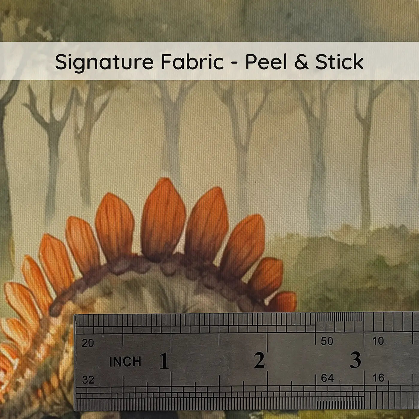 Fabric texture close-up of Stegosaurus Back Plates Catching Wallpaper Mural by Whimsy Tots