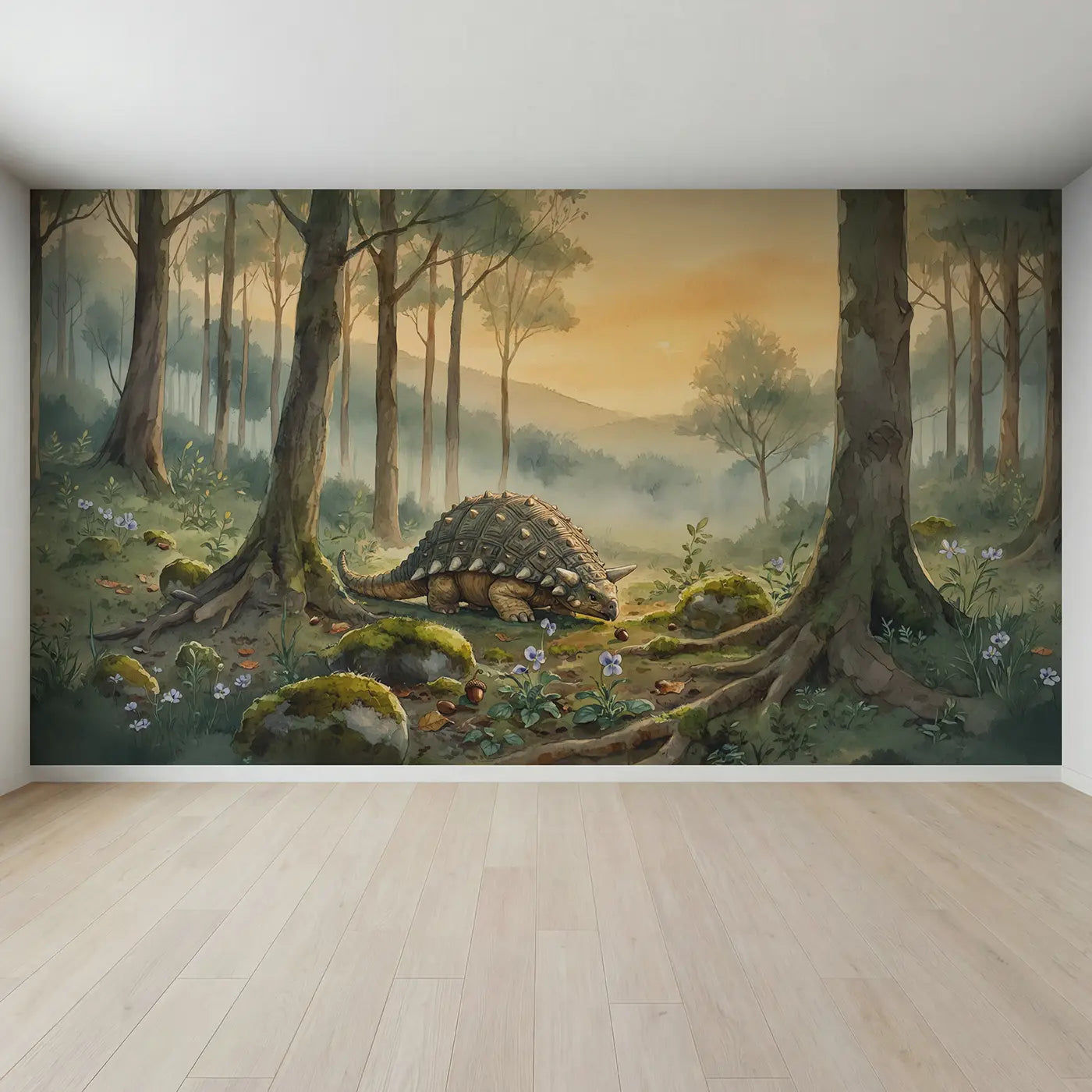 Full view of Ankylosaurus Armored Shell Closeup Wallpaper Mural by Whimsy Tots