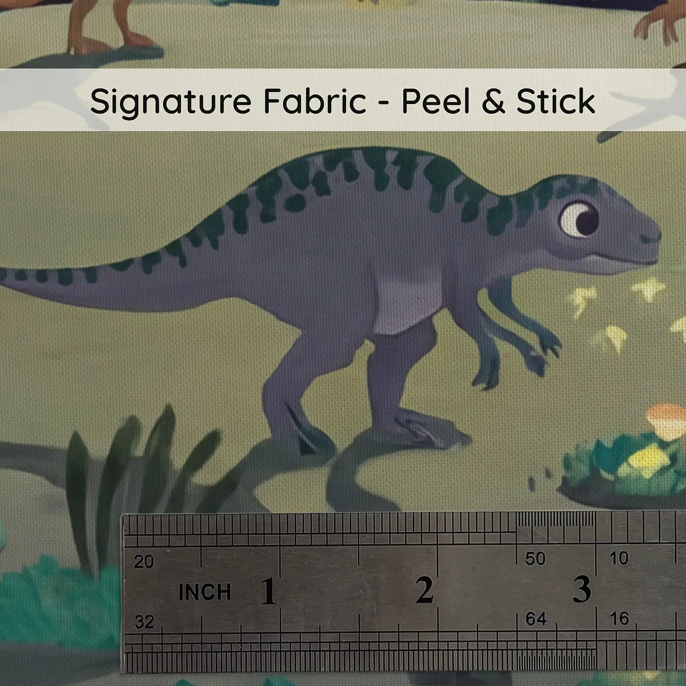 Fabric texture close-up of Moonlit Dinosaur Clearing Wallpaper Mural by Whimsy Tots