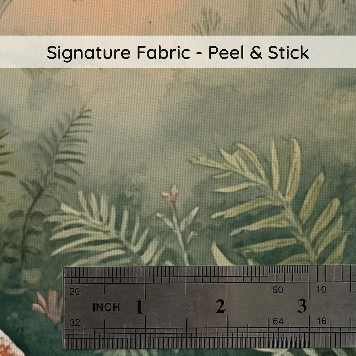 Fabric texture close-up of Dinosaur and Mammal First Meeting Wallpaper Mural by Whimsy Tots
