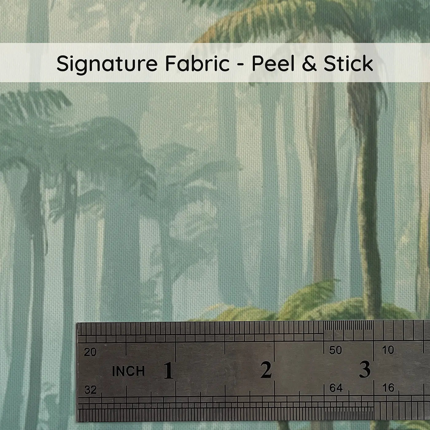Fabric texture close-up of Jurassic Fern Forest Primeval Wallpaper Mural by Whimsy Tots