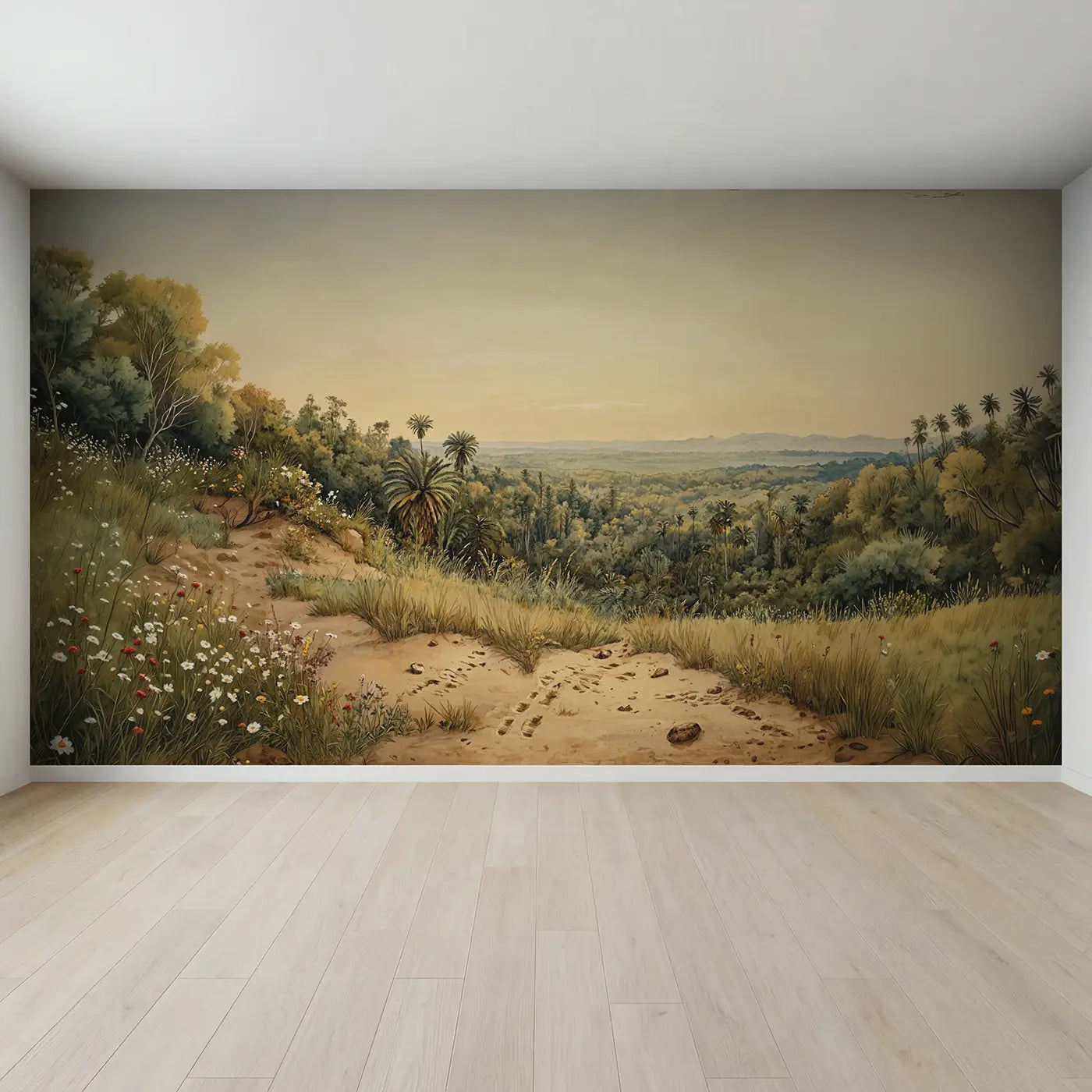 Full view of Dense Cycad Horsetail Forest Wallpaper Mural by Whimsy Tots
