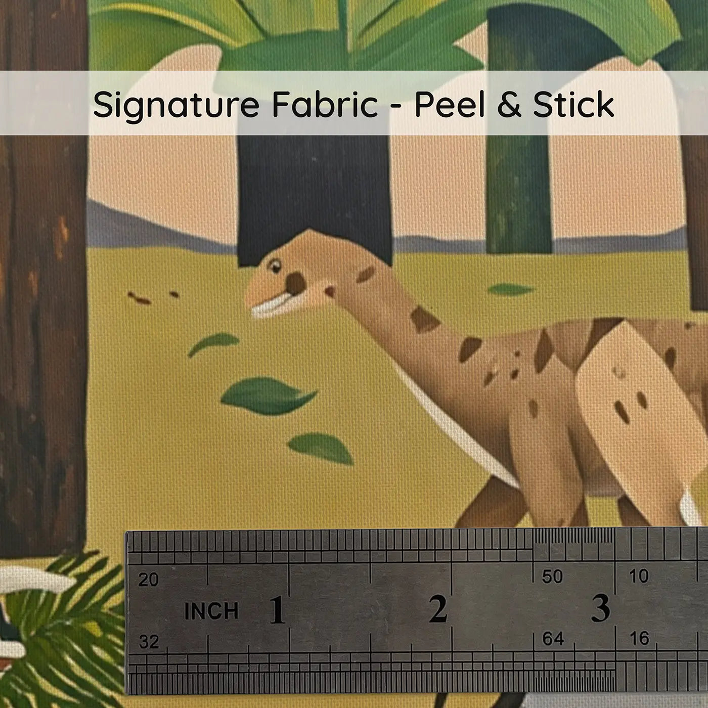 Fabric texture close-up of Dinosaur Nest Builders Wallpaper Mural by Whimsy Tots