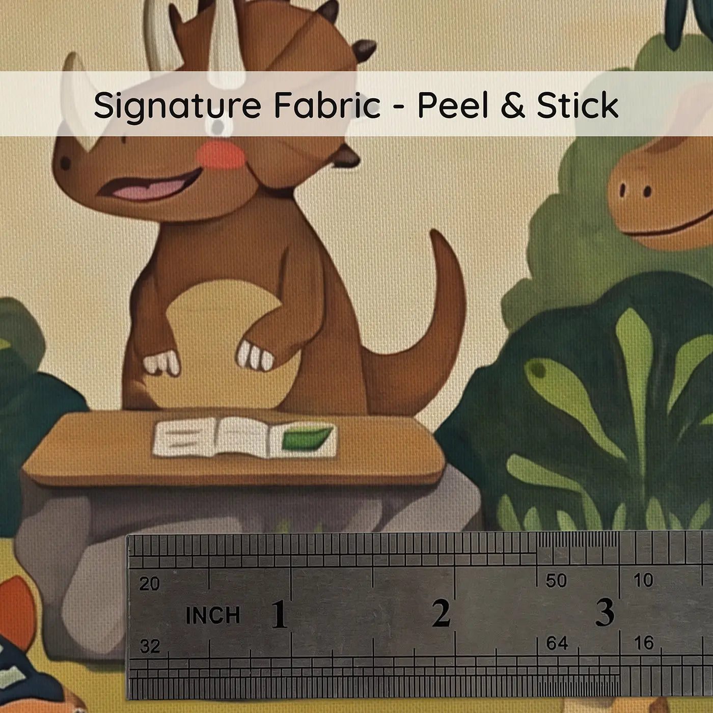 Fabric texture close-up of Baby Dinosaur School Wallpaper Mural by Whimsy Tots