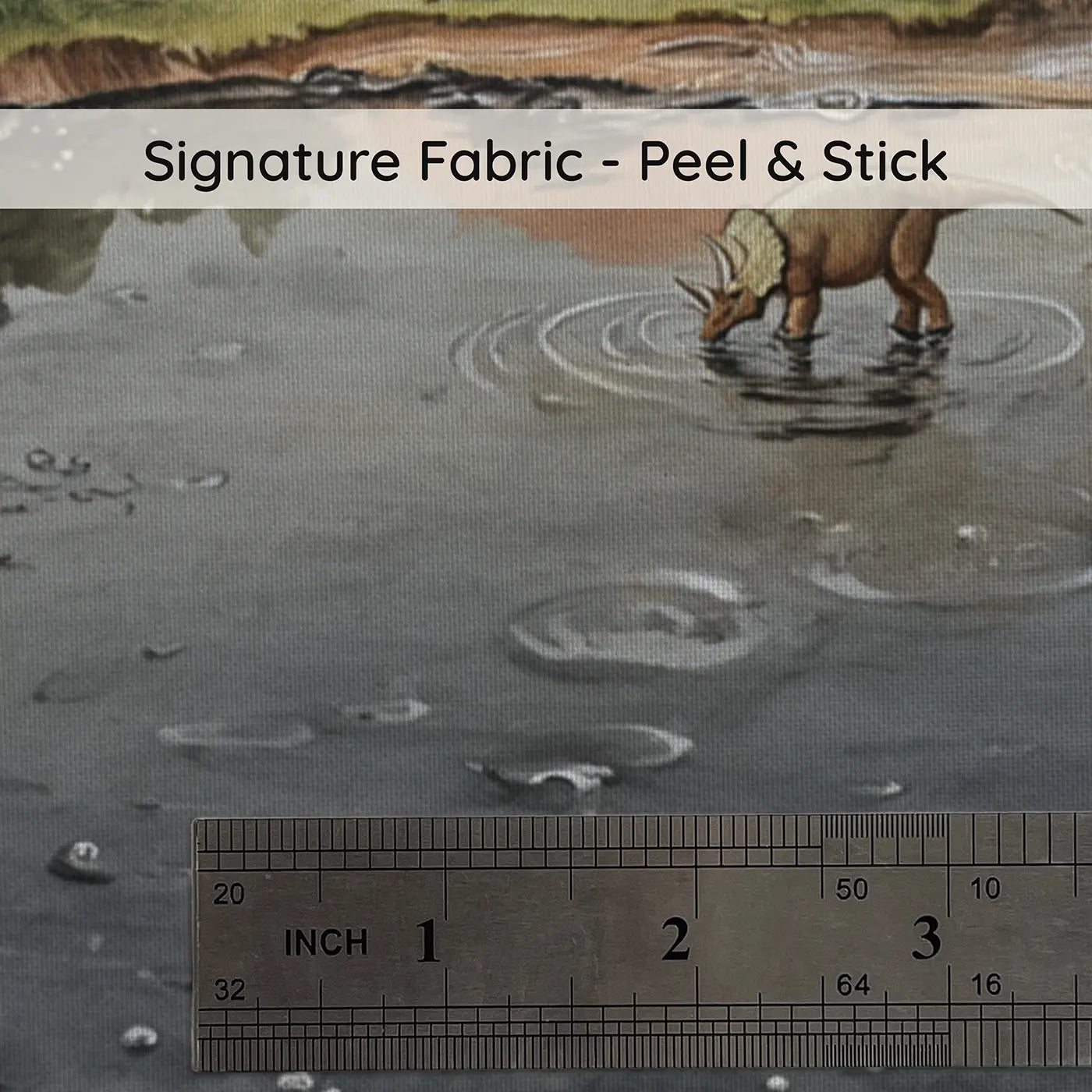 Fabric texture close-up of Prehistoric Tar Pit Landscape Wallpaper Mural by Whimsy Tots