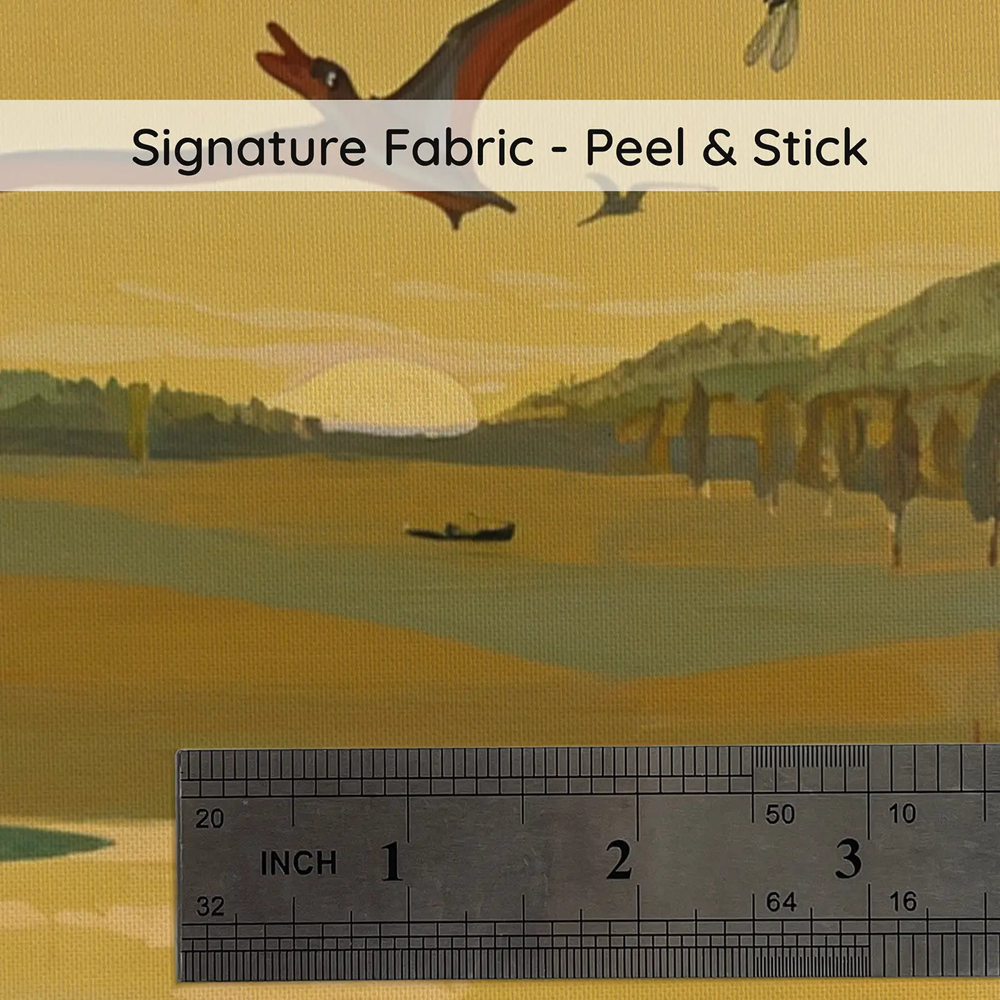 Fabric texture close-up of Pterodactyls Dragonflies Aerial Display Wallpaper Mural by Whimsy Tots