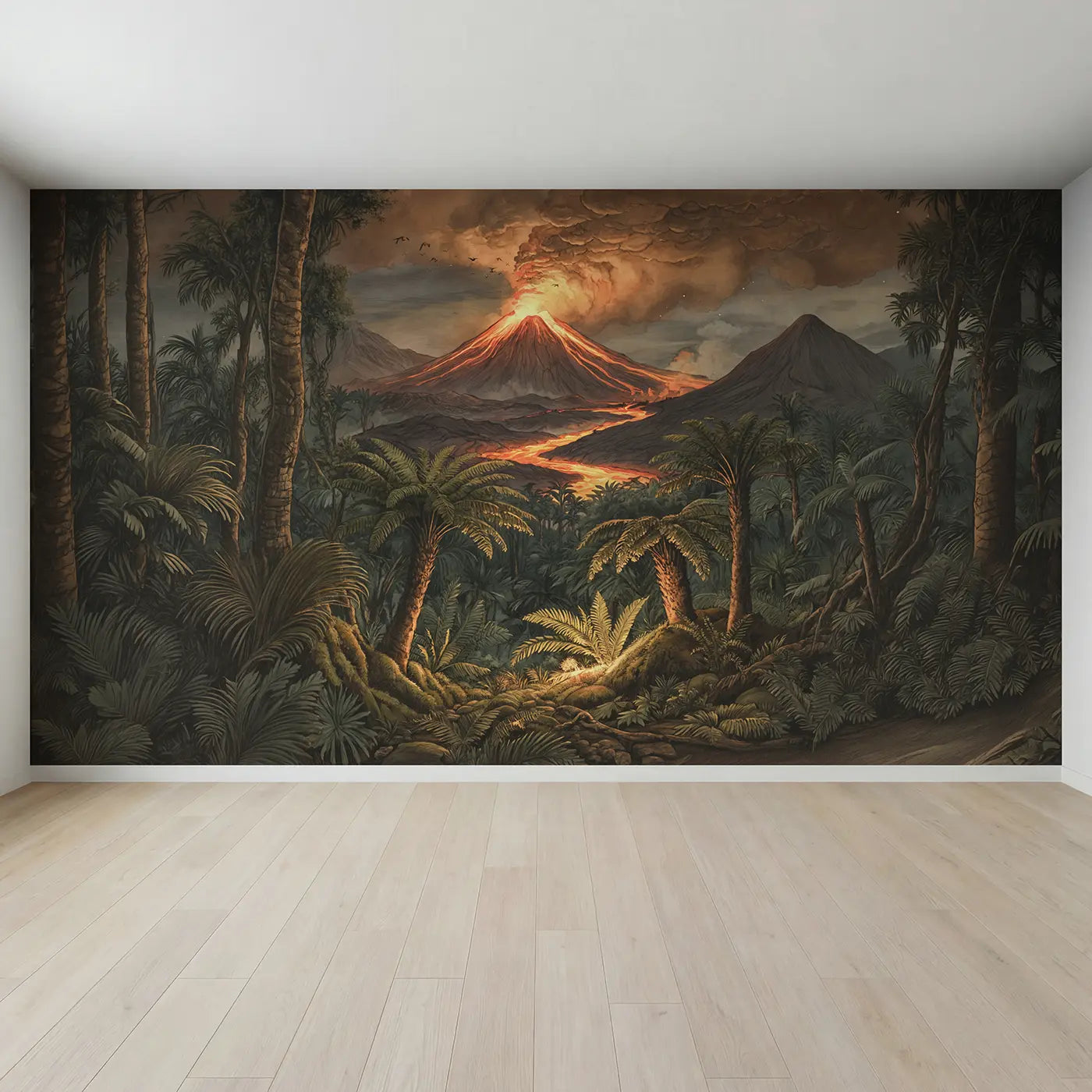 Full view of Volcanic Night Lava Glow Wallpaper Mural by Whimsy Tots