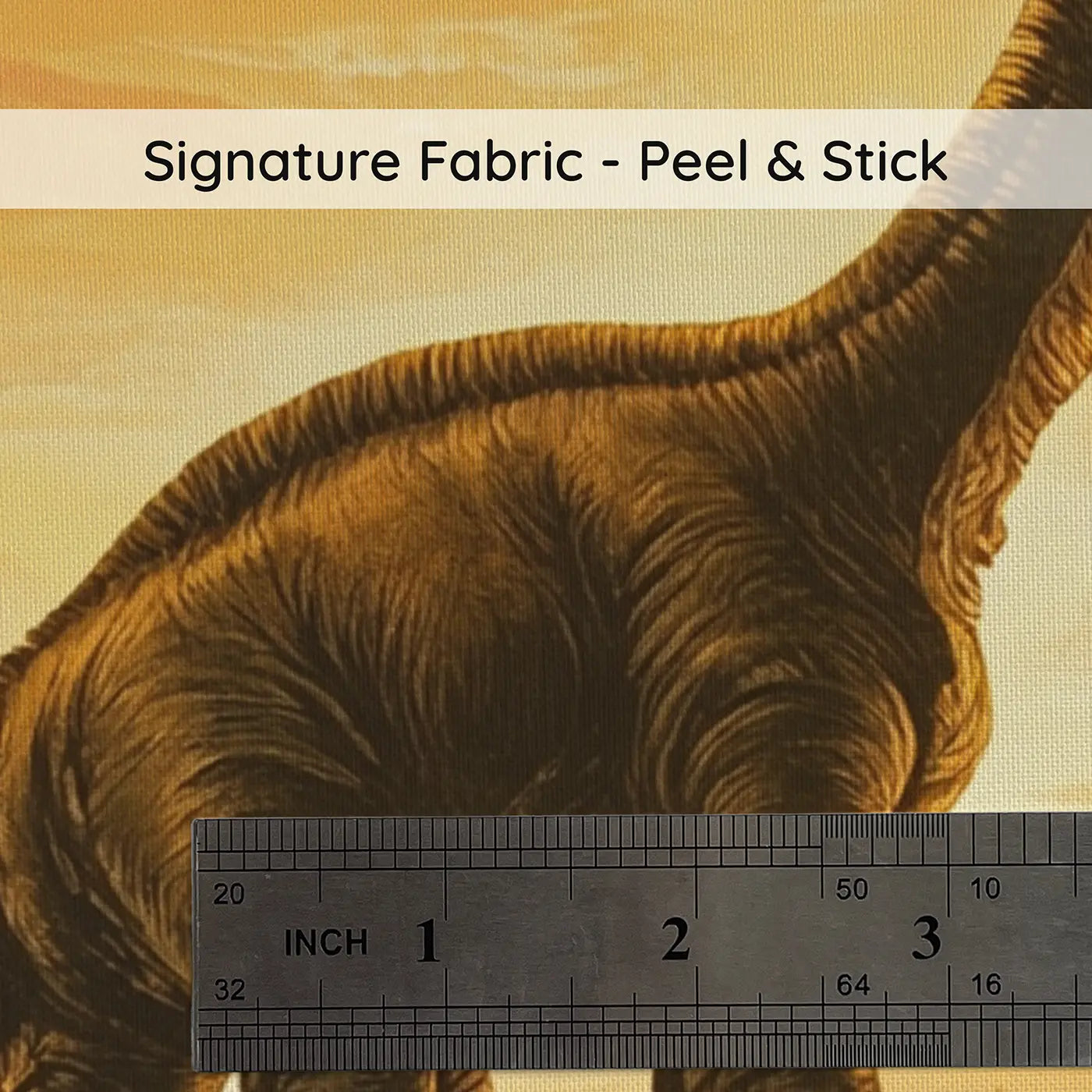 Fabric texture close-up of Brachiosaurus Sunset Silhouette Wallpaper Mural by Whimsy Tots