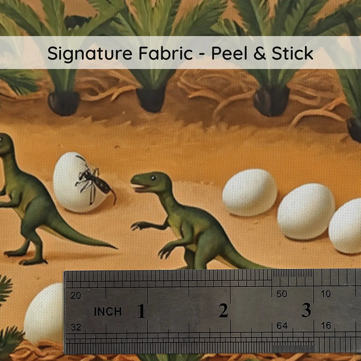 Fabric texture close-up of Baby Dinosaur Hatching Dawn Wallpaper Mural by Whimsy Tots