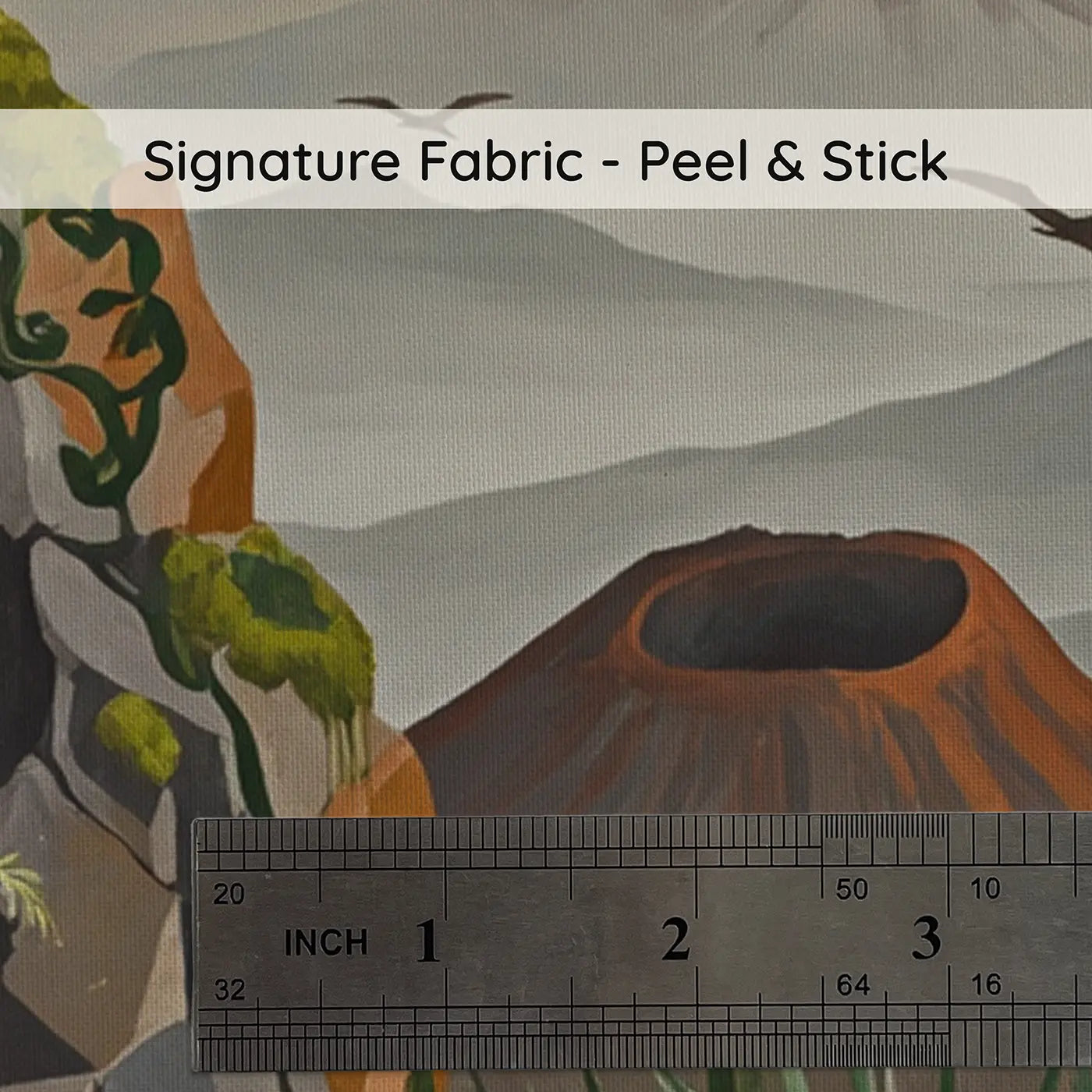 Fabric texture close-up of Pterodactyl Cliff Nest Wallpaper Mural by Whimsy Tots