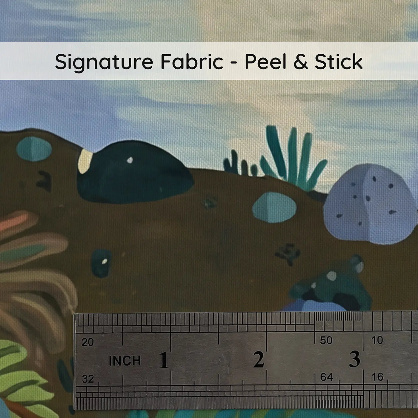 Fabric texture close-up of Parasaurolophus Choir Moonlit Lake Wallpaper Mural by Whimsy Tots