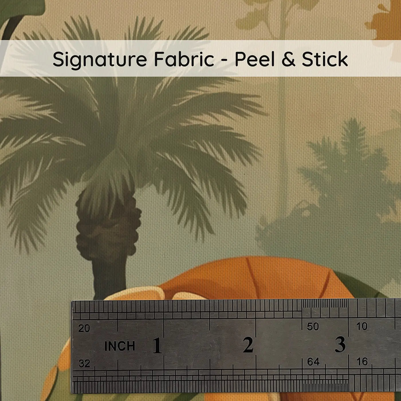 Fabric texture close-up of Ginkgo Forest Pachycephalosaurus Wallpaper Mural by Whimsy Tots