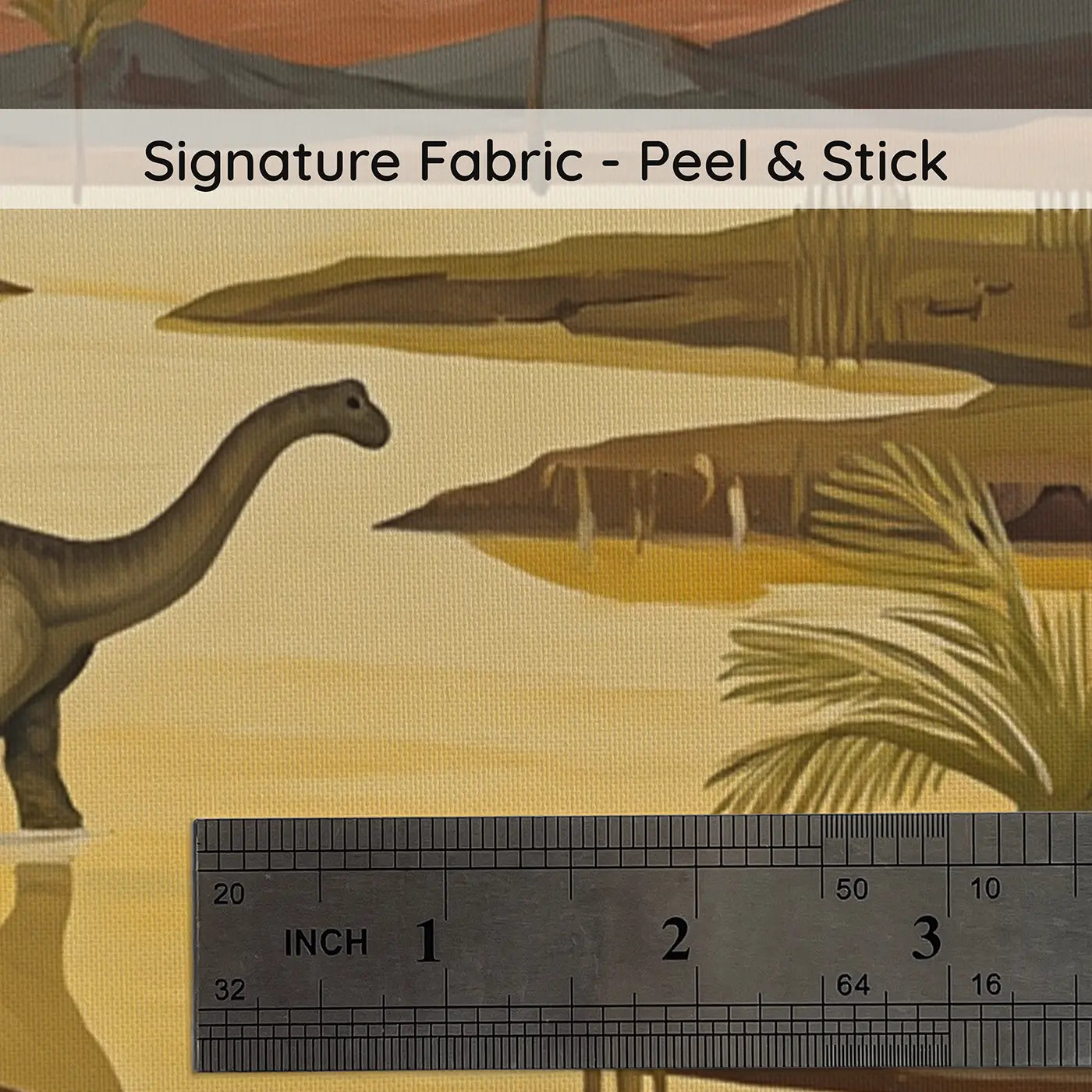 Fabric texture close-up of Prehistoric Swamp Explorers Wallpaper Mural by Whimsy Tots